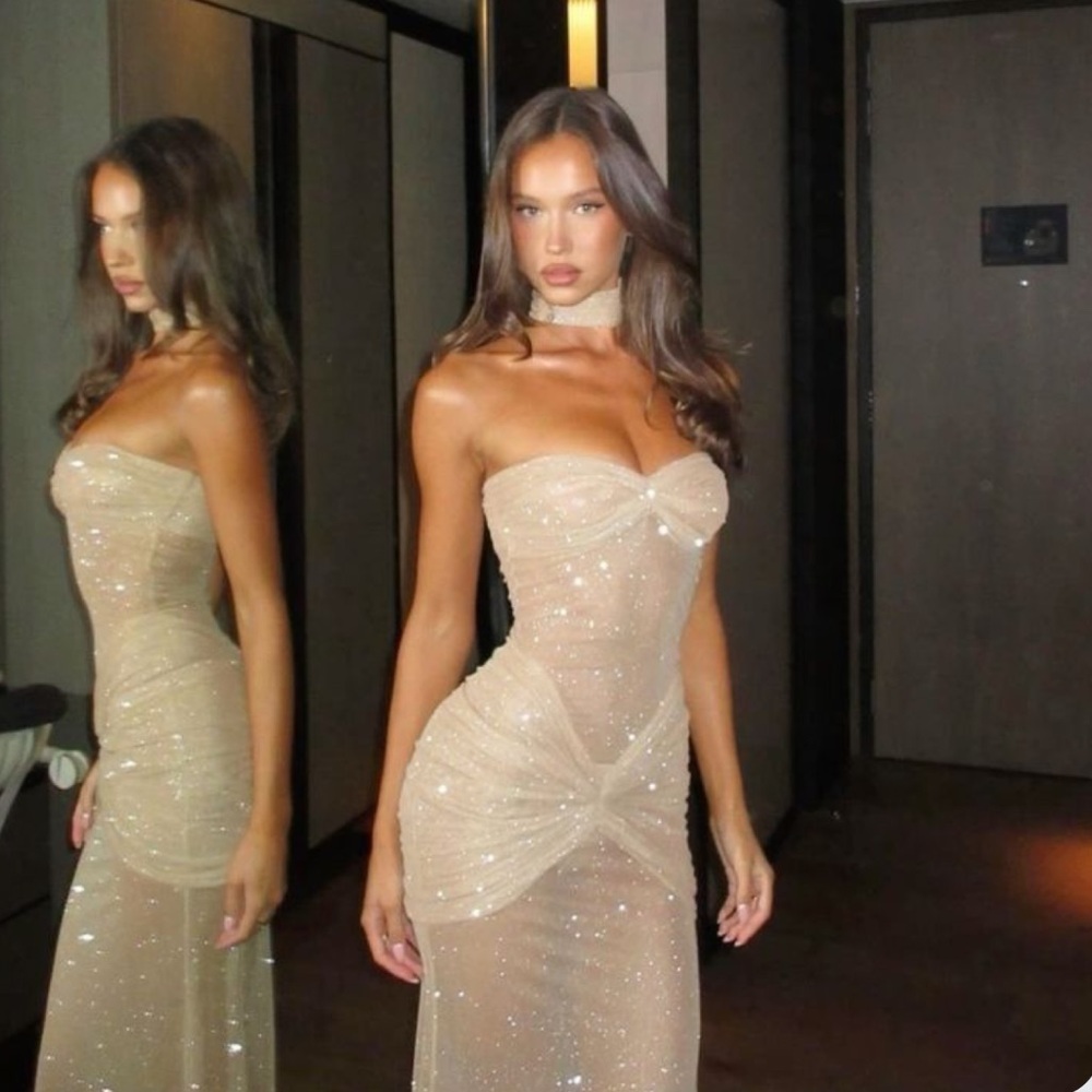 Mirror Palais Sparkling Strapless Dress